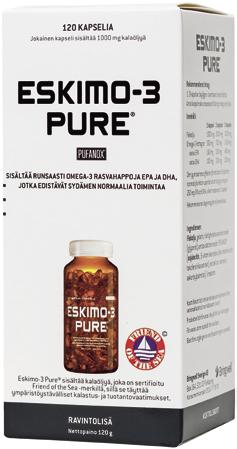 Omega-3 sydämesi hyvinvointiin ESKIMO-3 PURE KAPSELIT TAI NESTE Kalaöljy ympäristötietoiselle kuluttajalle,