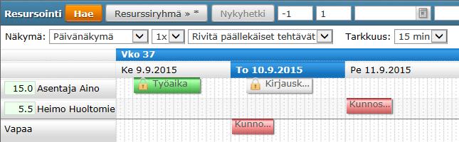 Työtapahtumien käyttäjiltä on estetty työnohjauksen työn ja tehtävälistan näkeminen työtapahtumien kalenterista avatun tehtävän kautta.