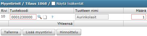 Rasti ruudussa tekee näkyviin valitusta sarakkeesta lisäkentän eli on piilossa, kunnes lisäkenttä rasti valitaan käyttöliittymässä.