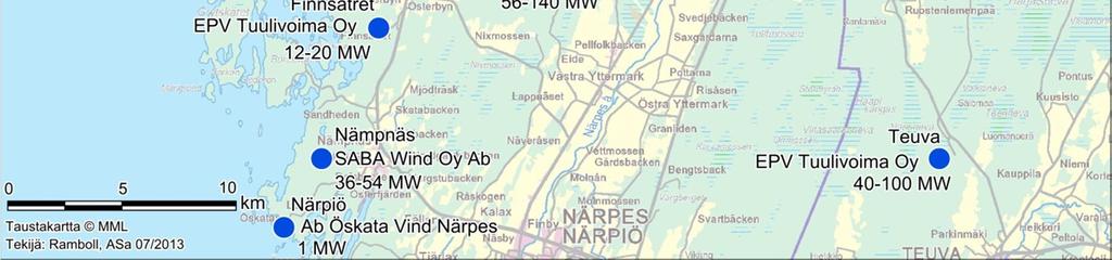 EPV Tuulivoima Oy suunnittelee alueelle 4 tuulivoimalaitosta, kokonaisteholtaan 12-20 MW, yksikköteholtaan 2-5 MW. Korsnäs, Harrström.