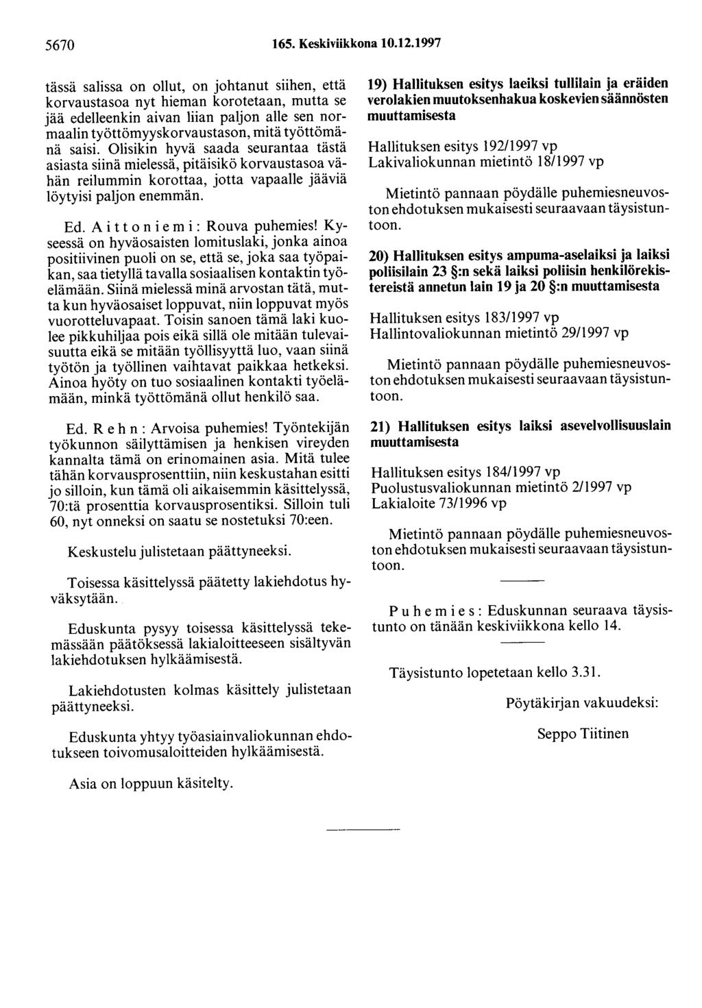 5670 165. Keskiviikkona 10.12.