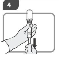 Jos liuoksessa näkyy partikkeleita, kääntele injektiopulloa uudestaan ja toista visuaalinen tarkastus. Vaihe 4 4 Käännä injektiopullo varovasti ylösalaisin.