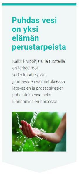 Pg. 15 Suunnitelmallista vesienhallintaa Suunnitelmallista vesienhallintaa Vesi liittyy Nordkalkin tuotantoon, vaikka kalkkikiviteollisuus ei olekaan suuri vedenkäyttäjä verrattuna metallikaivoksiin,