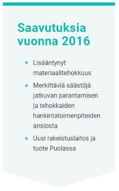 Pg. 21 Talousvuosi 2016 Talousvuosi 2016 Markkinatilanne jatkui haastavana Tilanne Nordkalkin tärkeimmillä markkina-alueilla jatkui vuonna 2016 haastavana, johtuen taloustilanteen jähmeydestä ja