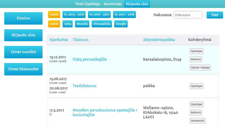 Yleisesittely Isoverstaan Henkilöstökoulutuskalenteri on palvelu, jossa on tarjolla Isoverstaan järjestämiä tilaisuuksia.