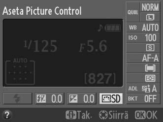 Picture Control -säätimet Nikonin ainutlaatuisen Picture Control -järjestelmän avulla kuvankäsittelyasetukset, kuten terävöinti, kontrasti, kirkkaus, värikylläisyys ja värisävy voidaan siirtää