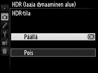+ Ensimmäinen valotus (tummempi) Toinen valotus (kirkkaampi) Yhdistetty HDR-kuva t 1 Valitse HDR (laaja dynaaminen alue).