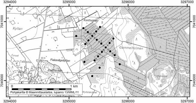 Tapio Toivonen ja Onerva Valo 23. Hansasholmsmossen Hansasholmsmossen (kl. 2312 09, x=7040,6, y=3295,4) sijaitsee noin 28 km Pedersören keskustasta etelään.