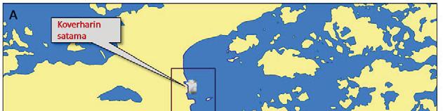 Kuva12AC.Laivojenpotkurivirtojenonnähtävissäsitenettäpohjanhienosedimenttion kulkeutunut pois laivaväylän kohdalta (A, B).