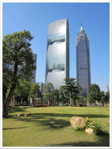 Pearl River Tower Guangzhou, Kiina Pearl River Tower on kestävän kehityksen mukaisen suunnittelun taidonnäyte. Rakennuksessa on hyödynnetty uusinta vihreää teknologiaa ja insinööriosaamista.