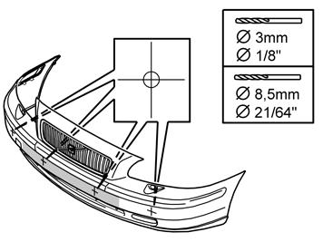 keskikohtiin Ø3 mm (1/8 ) poralla.