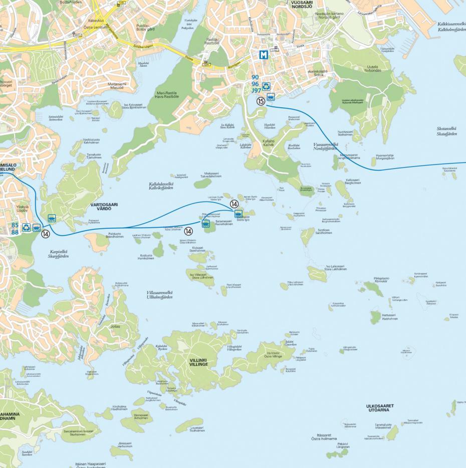 Vesiliikenne nykyisin Nykyiset reittiveneyhteydet Vartiosaareen, saareen kulkee