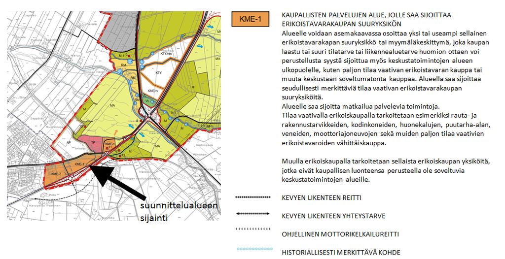 Merkinnät: /kuntainfo/kaavoitus Osayleiskaava, Liminganportti, Haarasilta, Tupos Suunnittelualueen koillispuolelle on