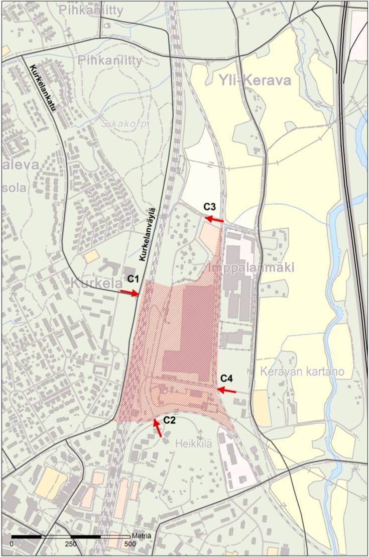 Uusi kehitettävä keskusta-alue (C-3) Tulevaisuudessa Keravan keskustoimintojen alue laajentuu kehittyvän keskustaalueen koillispuolelle (C-3).