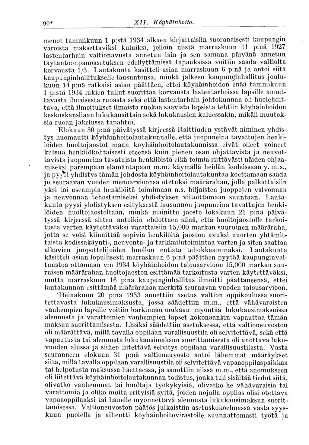 90* XII. Köyhäinhoito.