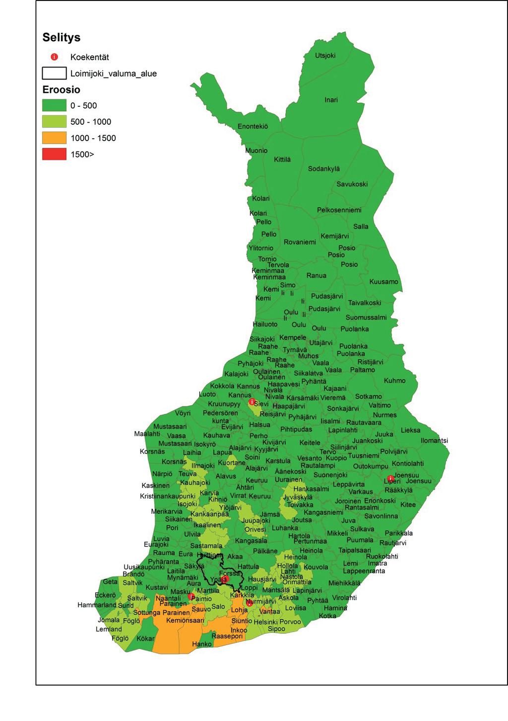 2. Tutkimusalueet Tutkimusalueeseen kuului koko Suomi (25 m:n hila).