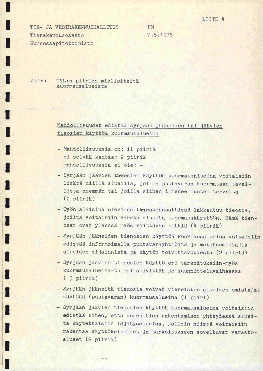 TE- JA VESRAKENNUSNALLTUS PM Tierakennusosasto 7.5.
