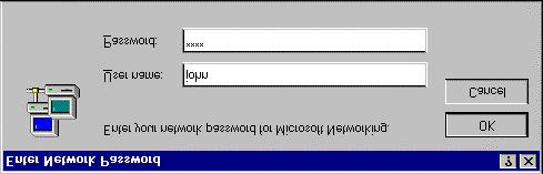 11. Kun Windows 95 on käynnistynyt uudelleen sisäänkirjoittautumisikkuna ilmestyy. 12. Kirjoita käyttäjänimi ja tarvittaessa tunnussana ja näpäytä OK jatkaaksesi. Muista käyttäjänimi ja tunnussana.