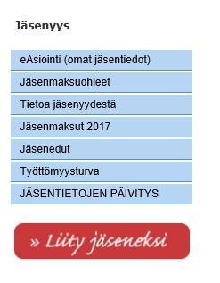 E-asiointi easiointi-palvelussa voit katsoa ja päivittää omia jäsentietojasi. Linkki palveluun löytyy liiton verkkosivuilta (www.suomenfysioterapeutit.fi). Linkin takaa avautuu kirjautumissivu.