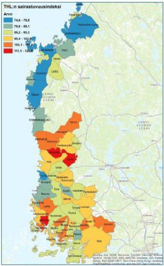 Maakunnan työ täydentää kuntien hyvinvointikertomustyötä Esimerkki: Kansallisten indikaattorien