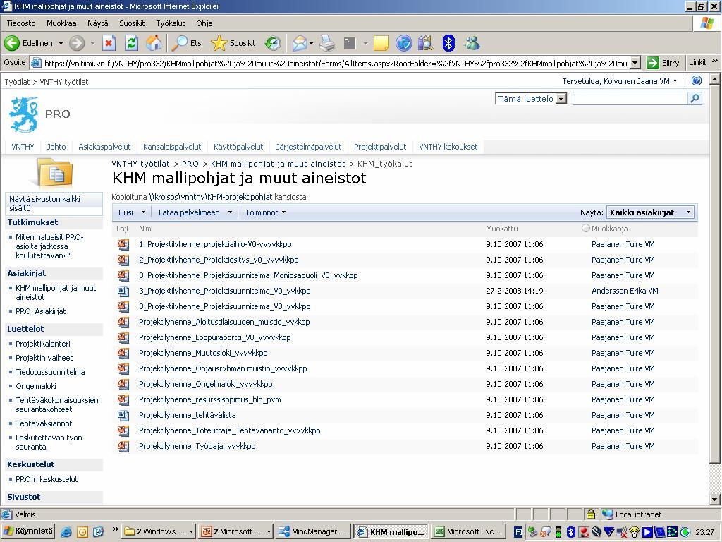 VNTHY:n projektimalli,