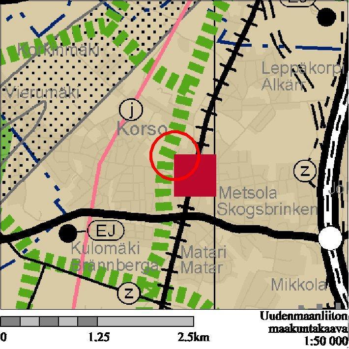 7/20 Maakuntakaava Uudenmaan maakuntakaavassa alue on osoitettu taajamatoimintojen alueeksi, joka