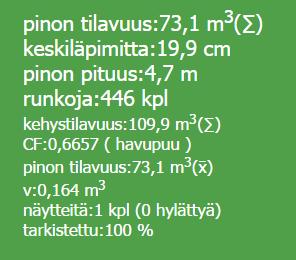 puumäärä ja läpimittajakauma.
