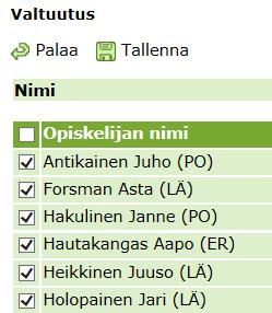 2.1 OPO-oikeuden määrittäminen Edellä olevassa kuvassa näkyvät merkinnät tarkoittavat seuraavaa: Tällä henkilöllä on ohjattavia opiskelijoita tässä ryhmässä.