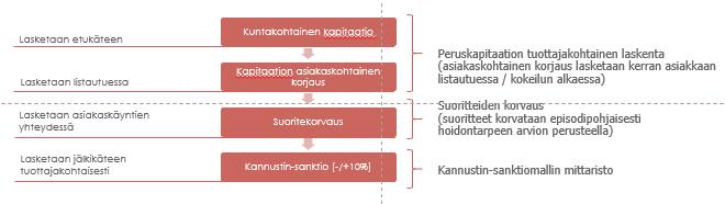 Kannustin-/sanktiojärjestelmän tavoitteena on tasapainottaa kapitaatio- ja suoritekorvausten ohjausvaikutuksia sekä varmistaa, että palveluntuottajien kannusteet ovat mahdollisimman yhdenmukaisia