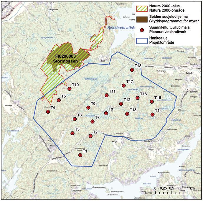 7.6.6 Luonnonsuojelu Stormossenin Natura-alue (FI0200003, SCI) sijaitsee hankealueen luoteispuolella ja osin eteläosastaan hankealueella.