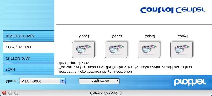 KOPIO Copy -painikkeet (1-4) voidaan mukauttaa niin, että ne käyttävät Brother-tulostinohjaimien lisäasetuksia, kuten 1 sivulle N -tulostusta.