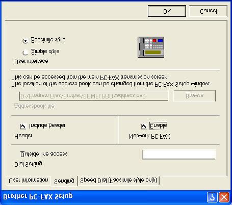 Sending (lähetys) -asetukset Verkko PC-FAXin kaikkien ominaisuuksien hyödyntämiseksi on erittäin suositeltavaa, että Brother PC-FAX Setup -ikkunan Sending-välilehdellä valitaan Network PC-FAX Setup