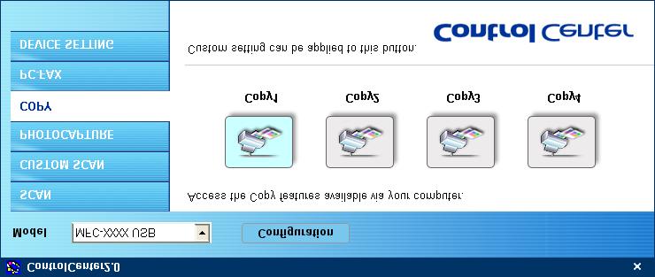 KOPIO Copy -painikkeet (1-4) voidaan mukauttaa niin, että ne käyttävät Brother-tulostinohjaimien lisäasetuksia, kuten N in 1 -tulostusta.
