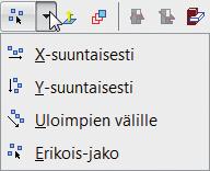 .., Yhdistä, Täsmää, Räjäytä, Yhdistä, Päälekkäisten viivojen poisto, Täytteiden yhdistäminen, pudotusvalikossa Vasen-, Keskitä vaakasuuntaisesti-, oikeat-, ylä-, keskitä pystysuunnassa-, ala-, sekä