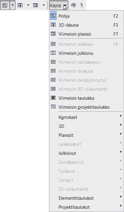 KO. - 25 planssi on avattuna, on käytössä valinnat Siirry ensimmäiselle planssille, Siirry edelliselle planssille, Siirry seuraavalle planssille, Siirry viimeiselle planssille, joiden avulla on