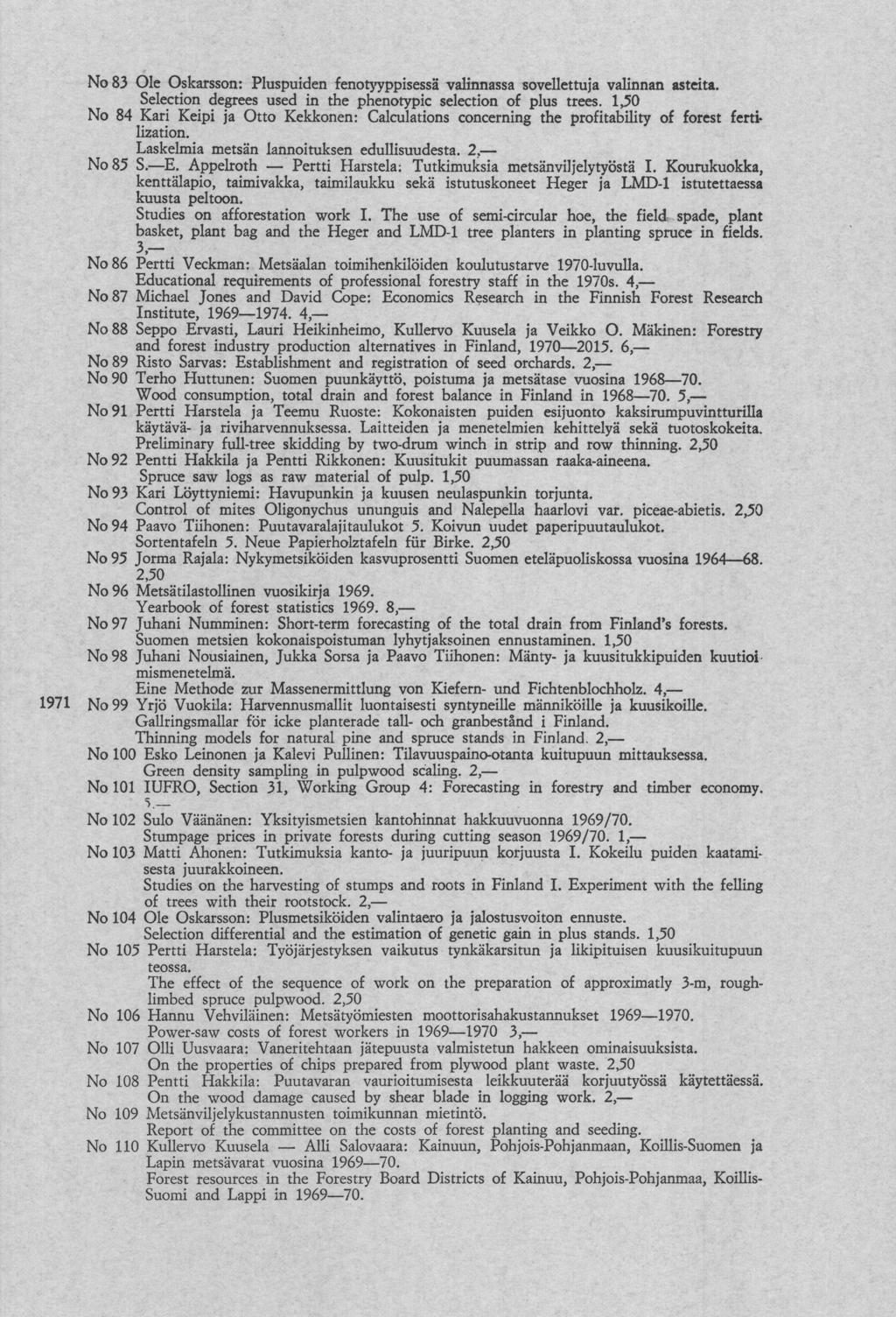83 Ole Oskarss: Pluspuiden Selecti degrees 84 Kari used Otto Kpi valnassa fenotyyppisessä phenotypic Kekken: sovellettu valnan astta. selecti plus Calculatis ccerng trees.