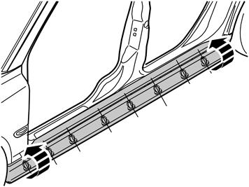 Irrota niitinjäänteet. M8401090 24 Ota esiin Ø6,5 mm (1/4 ") terä. Poraa irti kaksi popniittiä etupyöränpesän takareunassa Irrota niitinjäänteet.