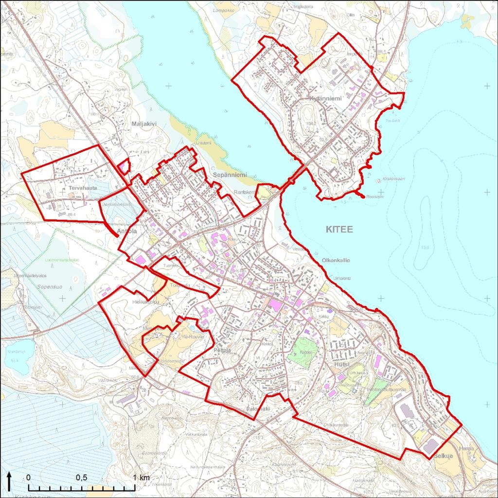 3.5 Asemakaavat 3.6 Rakennusjärjestys Kuva: Ajantasa-asemakaavoitetun alueen rajaus (OIVA-paikkatietoaineisto, 2016).