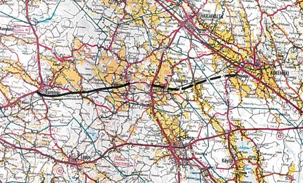 12(17) 3.2.5. Yleissuunnitelma Eurajoki-Kiukainen-Kokemäki seututie välillä Eurajoki-Panelia Seututiestä välillä Eurajoki-Panelia on laadittu yleissuunnitelma vuonna 1995. Ko.