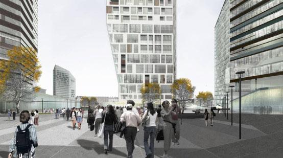 Myös Pasilan pohjoispuolelle, Hakamäentien läheisyyteen on alustavasti suunnitteilla yli 30-kerroksinen hybridirakennus.