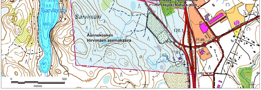 Kaava alueet sijoittuvat Natura 2000 verkoston Hitonhauta Kylmähauta Hirvasjoki kohdealueen (FI0900011) läheisyyteen (Kylmähauta).