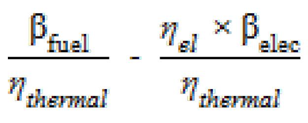 Yhteistuotant olämmittimet Tilalämmitin kokoonpanot ( s ) ( ) β fuel(1) βfuel(2) β GWP elec 100 m ER n + α 1 HP + shp δ + (1 δ) + η, η, 2.