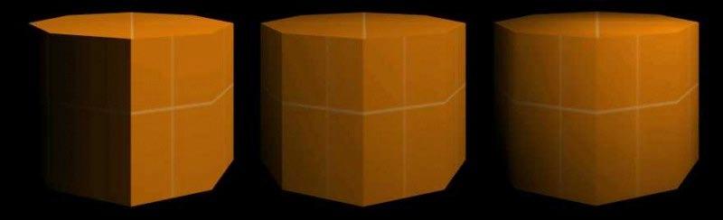 Kuva 14: Valokarttojen arvot: 4, 16 ja 64 (units) [VDC, Valve Software] Pintojen tasaisuusarvot (Smoothing Groups) Source Enginessä on mahdollisuus muokata BSP ja 3D-mallien pintojen tasaisuusarvoja.