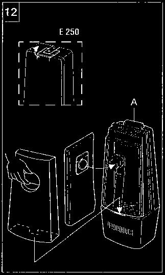 2 Imurin kiinnittäminen (kuva 11) Aseta imuri (A) ohjauskahvassa (8) olevaan alempaan kiinnittimeen. Paina imurin (A) yläosa tiukasti kiinni koneen runkoon (8) niin, että pikalukitus (B) kiinnittyy.