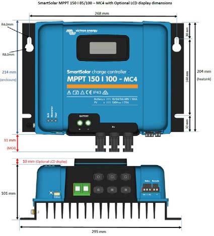 SmartSolar MPPT 150 I 85/100 MC4-mallien mitat SmartSolar MPPT 150 I 85/100 - MC4