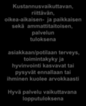 sekä ammattitaitoisen, palvelun tuloksena asiakkaan/potilaan