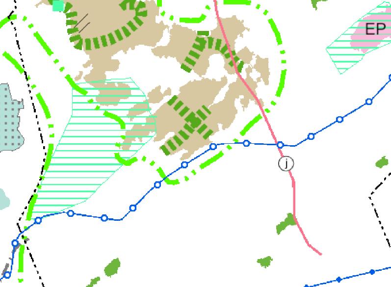 Suunnittelualueen likimääräinen sijainti musta ellipsinmuotoinen katkoviiva.