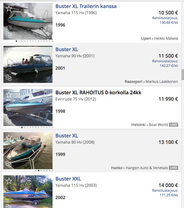 Buster on eri=äin yleinen ja kalamiesten suosima vene.
