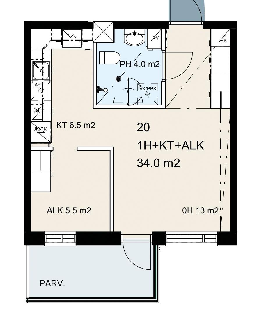 1h + kt + alk 34m² 3.