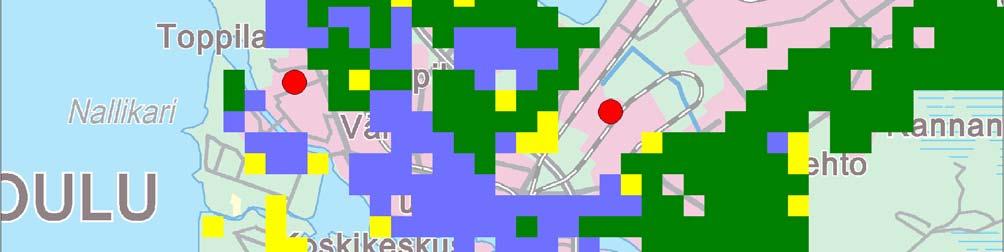 Asutuksen jakautuminen talotyypin ja rakennustehokkuuden mukaan Oulussa vuonna 2010 on esitetty kuvassa 15. Kuva 15.